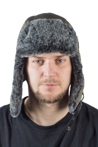 Шапка ушанка с мех.опушкой / курточная ткань / олива (м)