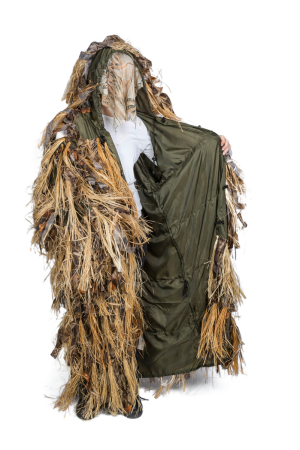 Халат маскировочный Шаман (с маскир.элем-м из натурального лыка) / синт.ткань+лыко